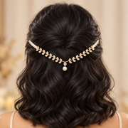 Pearl & Crystal Leaf Hairlet (Golden)