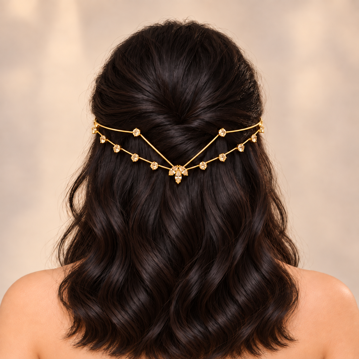 Crystal V Hairlet (Silver and Gold)