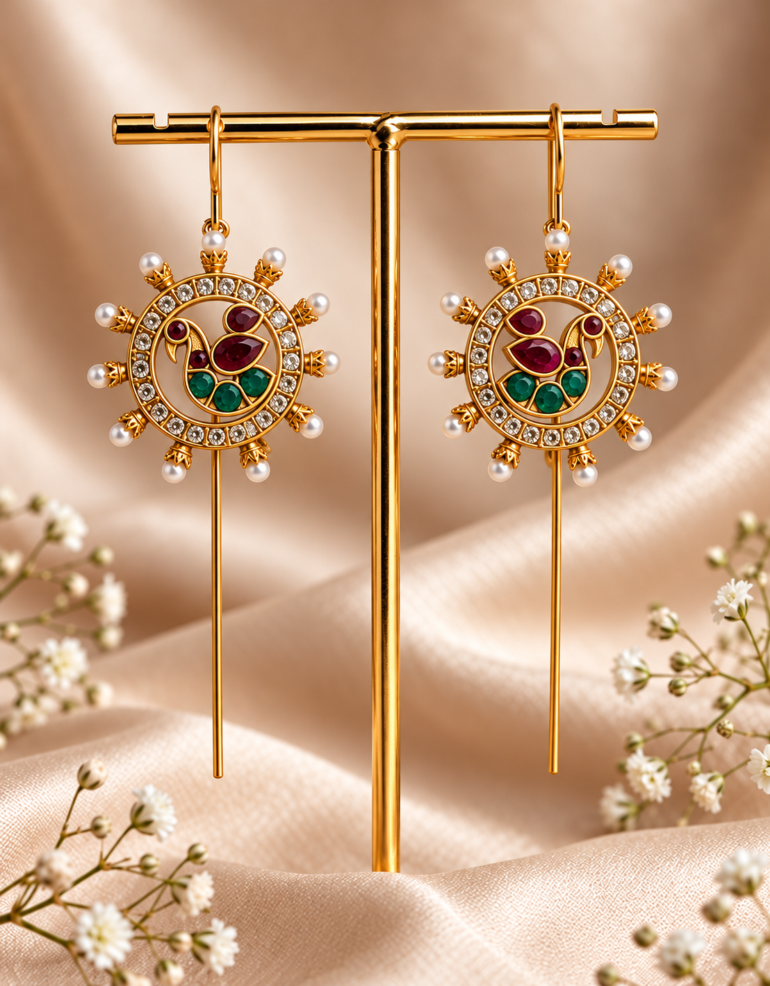 Peacock Chakra Traditional Needle Earcuffs