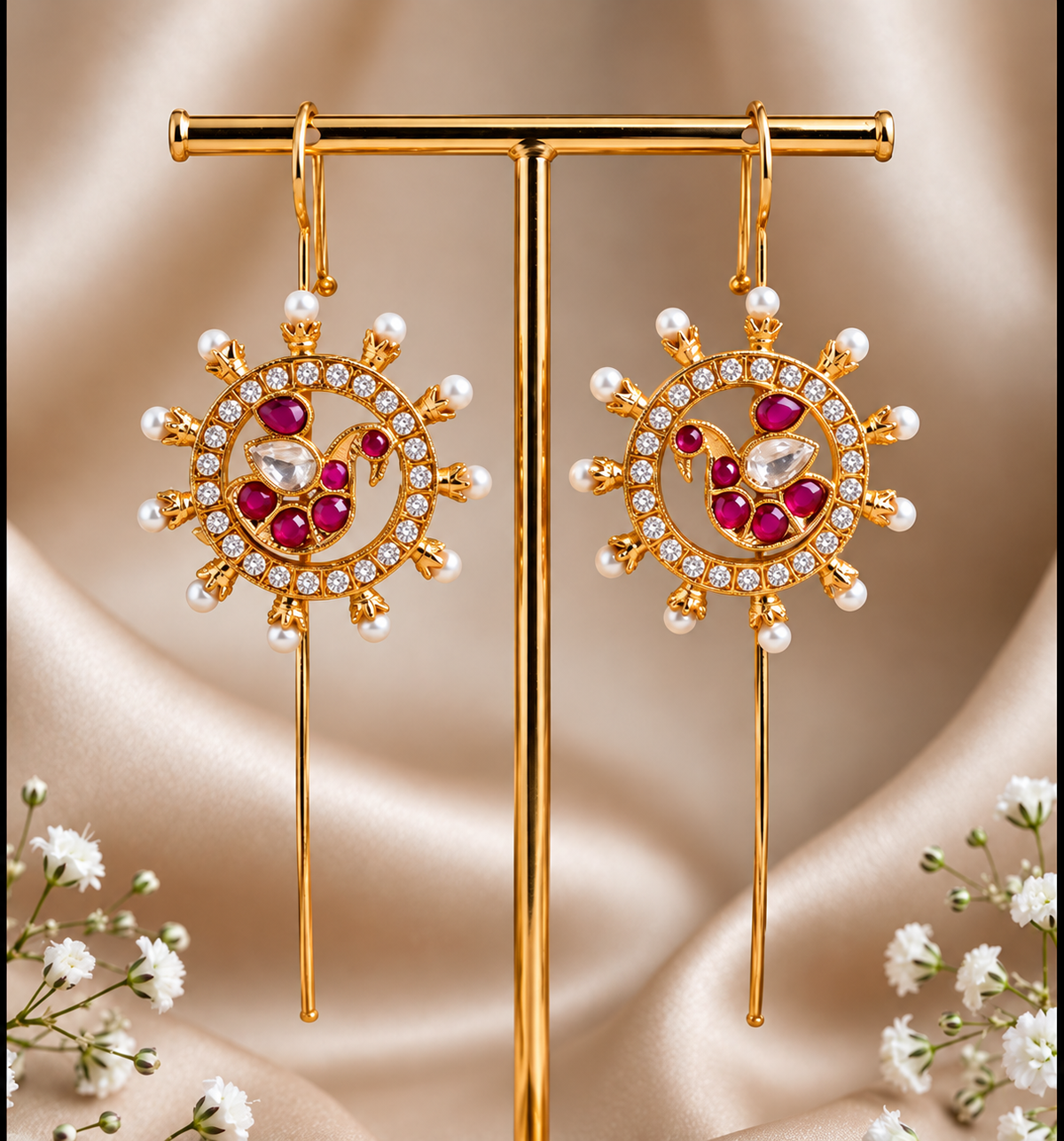 Peacock Chakra Traditional Needle Earcuffs