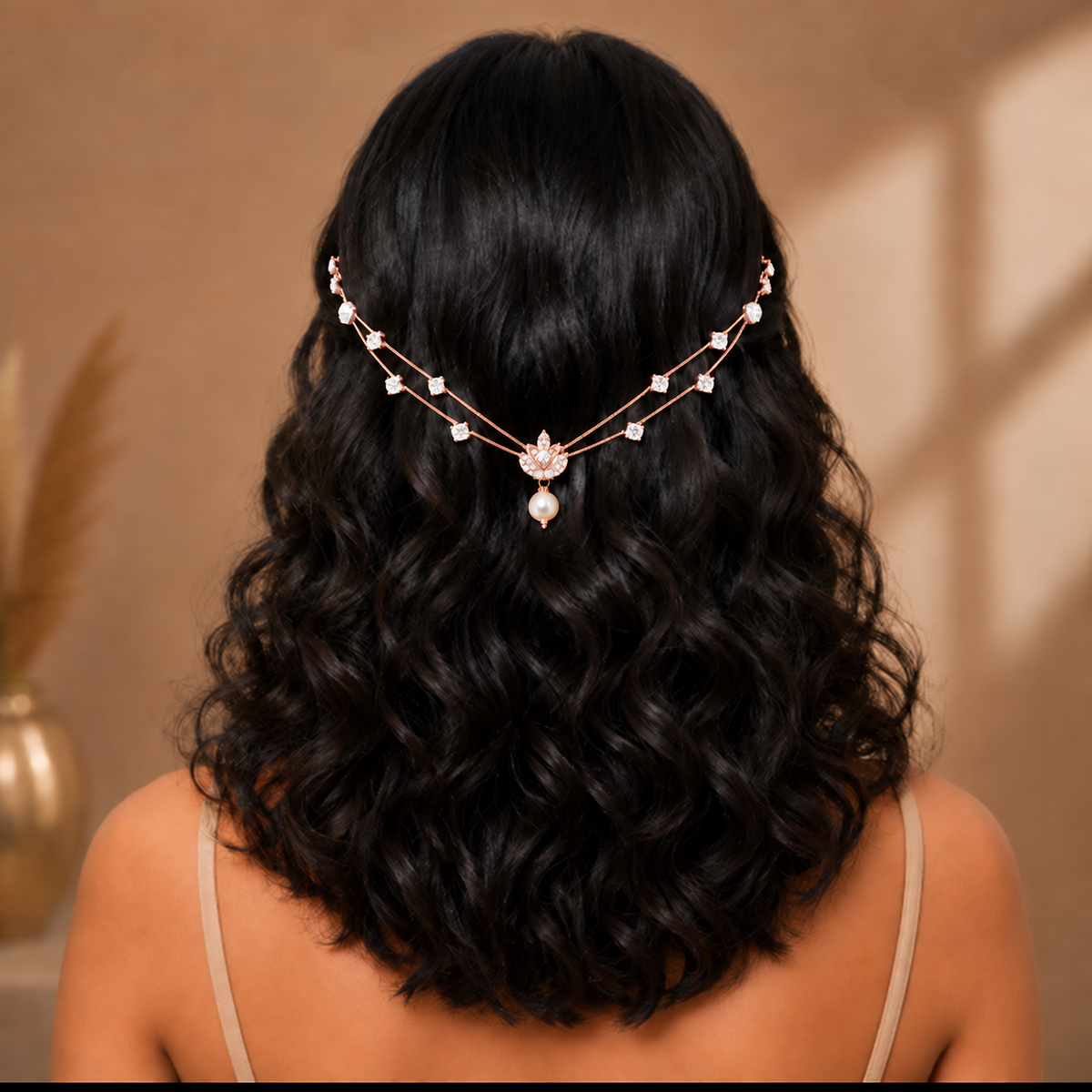 Lotus Bud AD Hairlet (Golden, Silver, Rose Gold)
