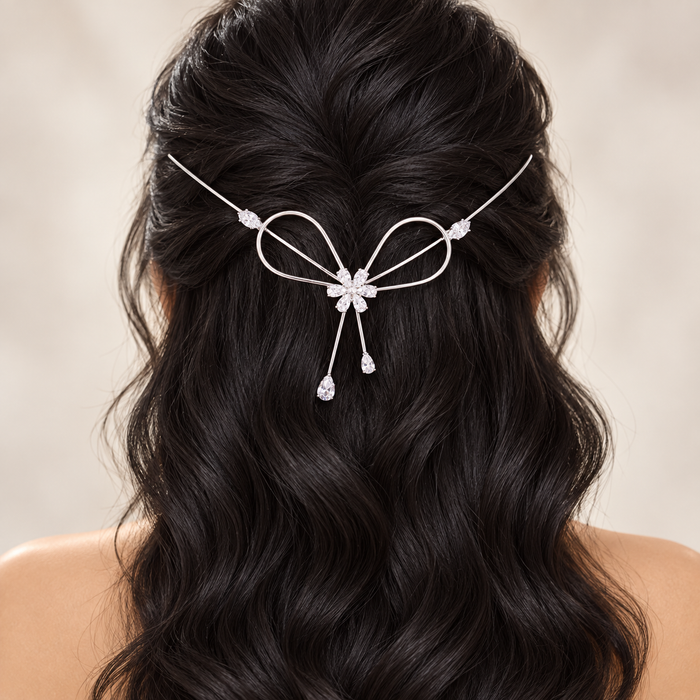 Crystal Bow Hairlet (Silver n Gold)