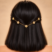 Five Flower Crystal Hair Vine – Gold Tone
