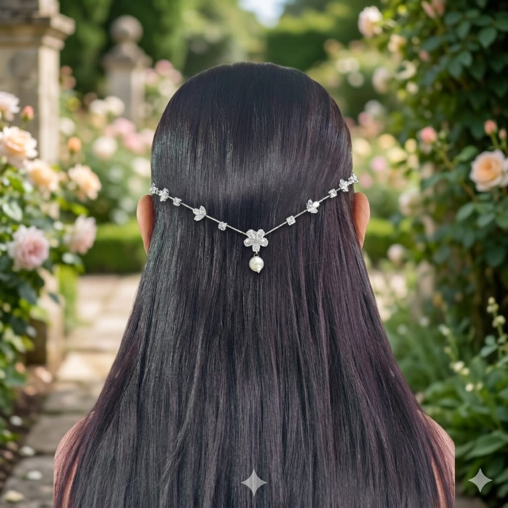 Floral AD leaves Hairlet (Silver)