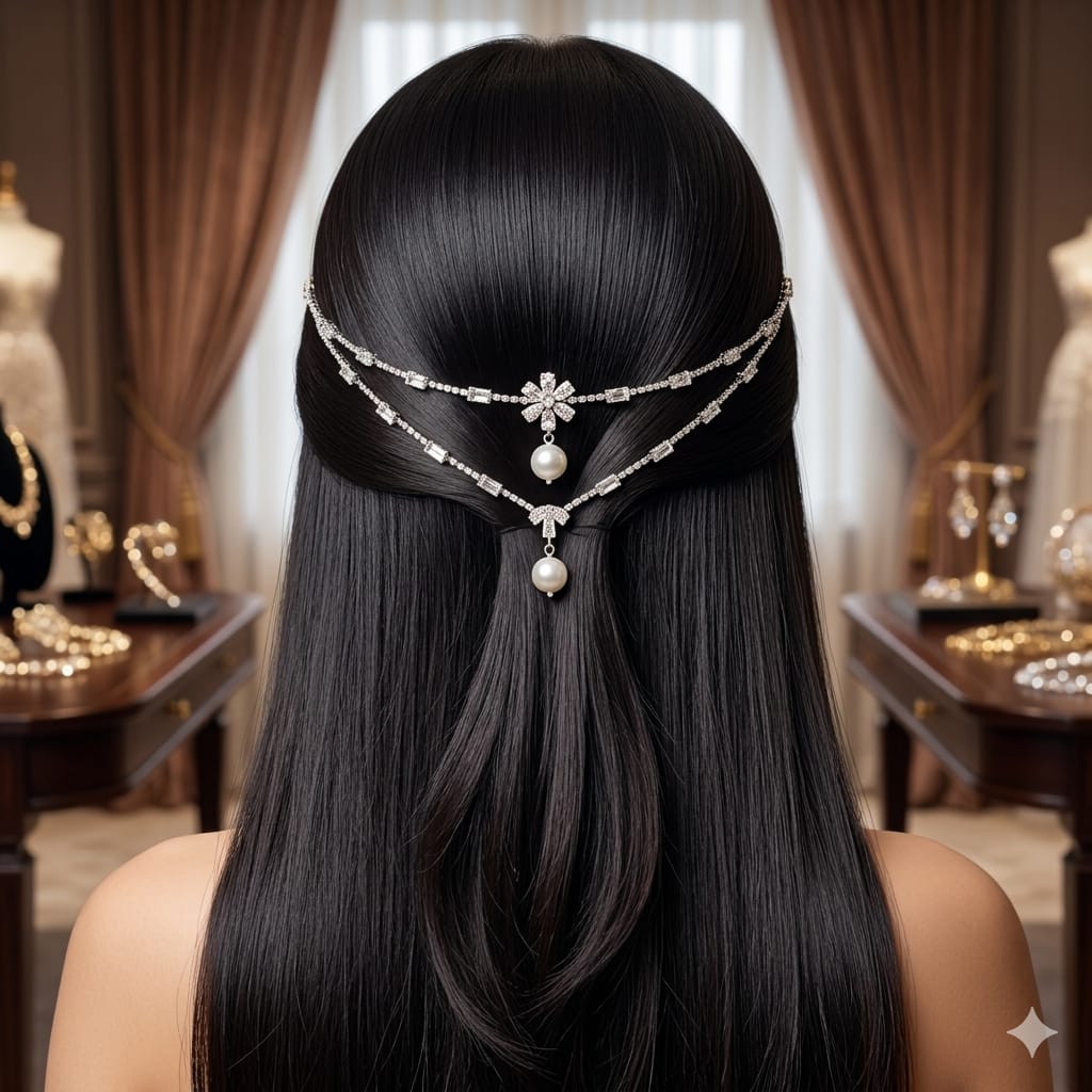 Double V floral pearl AD hairlet