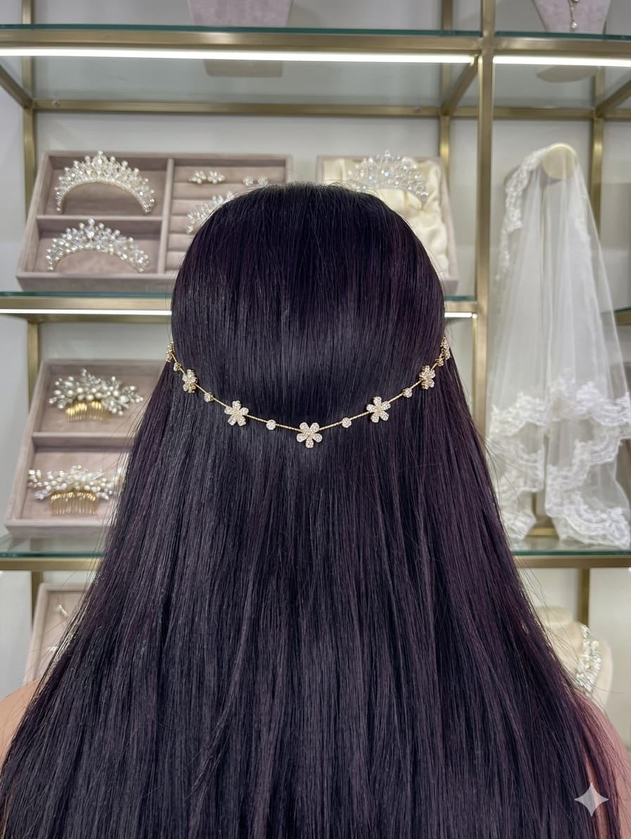 Golden 7 Flower Hairlet