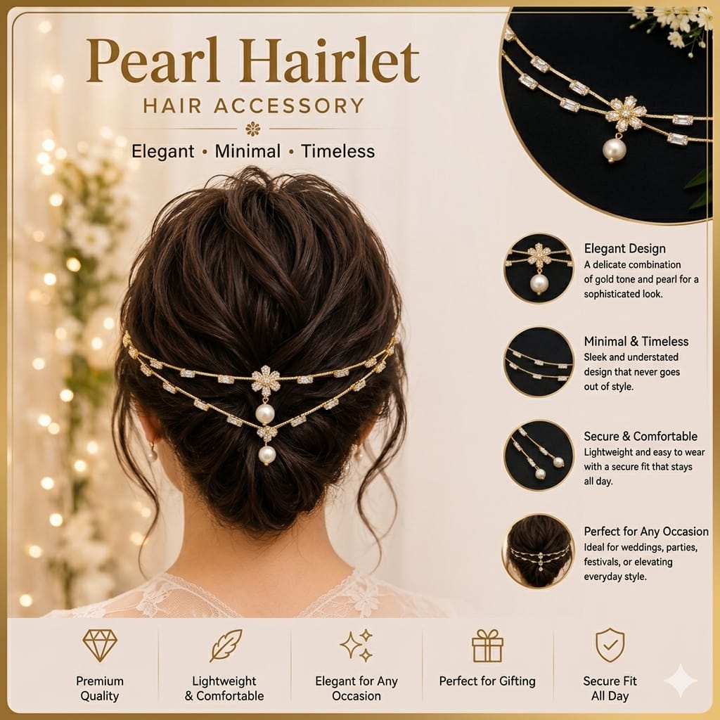 Double V floral pearl AD hairlet