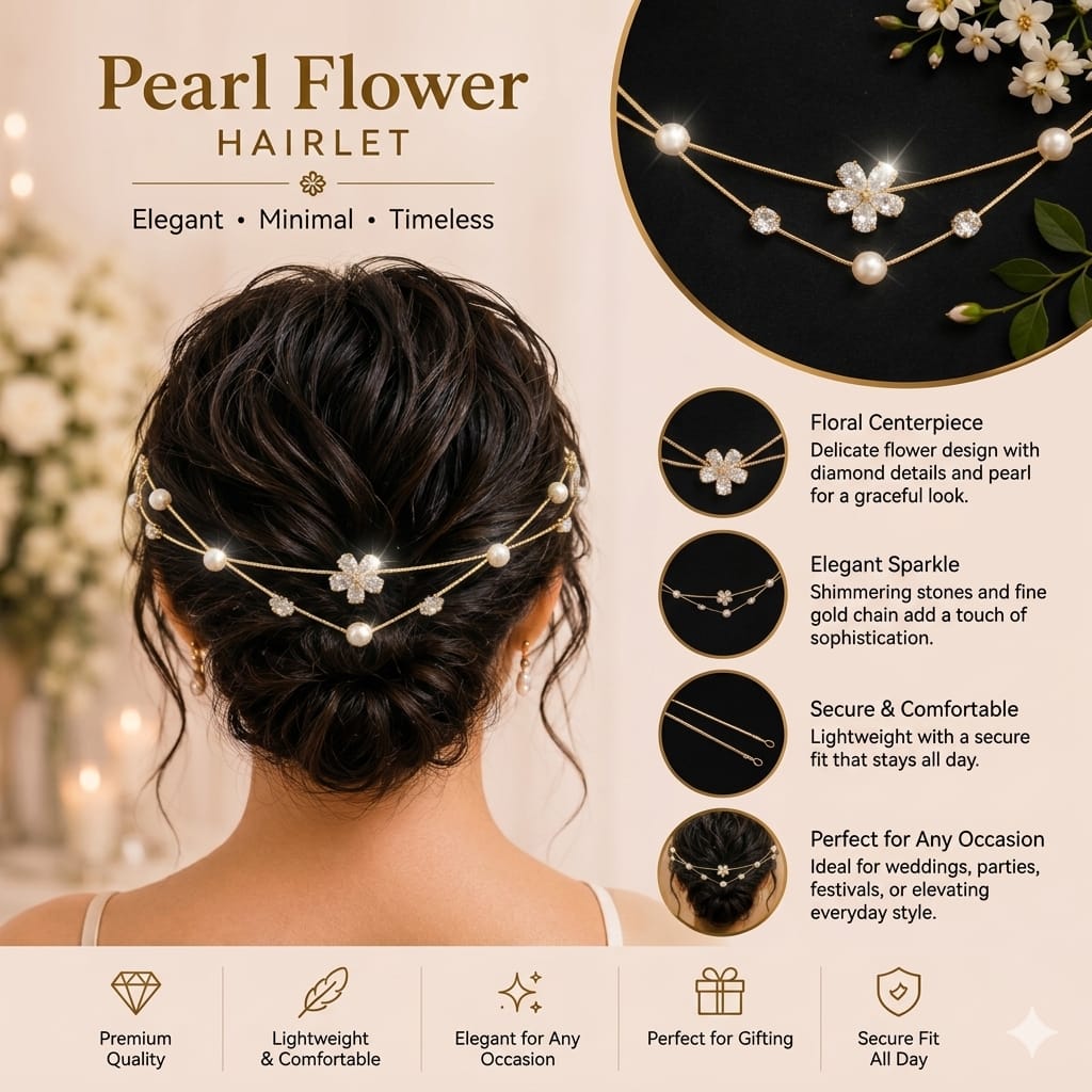 Golden Single flower AD Pearl Hairlet