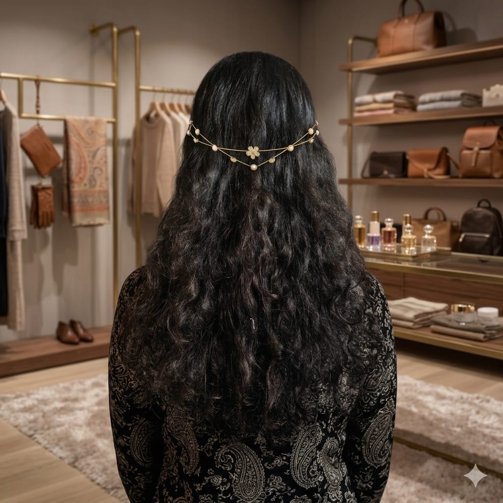 Golden Single flower AD Pearl Hairlet