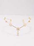 Single Flower with hanging pearl (Golden)