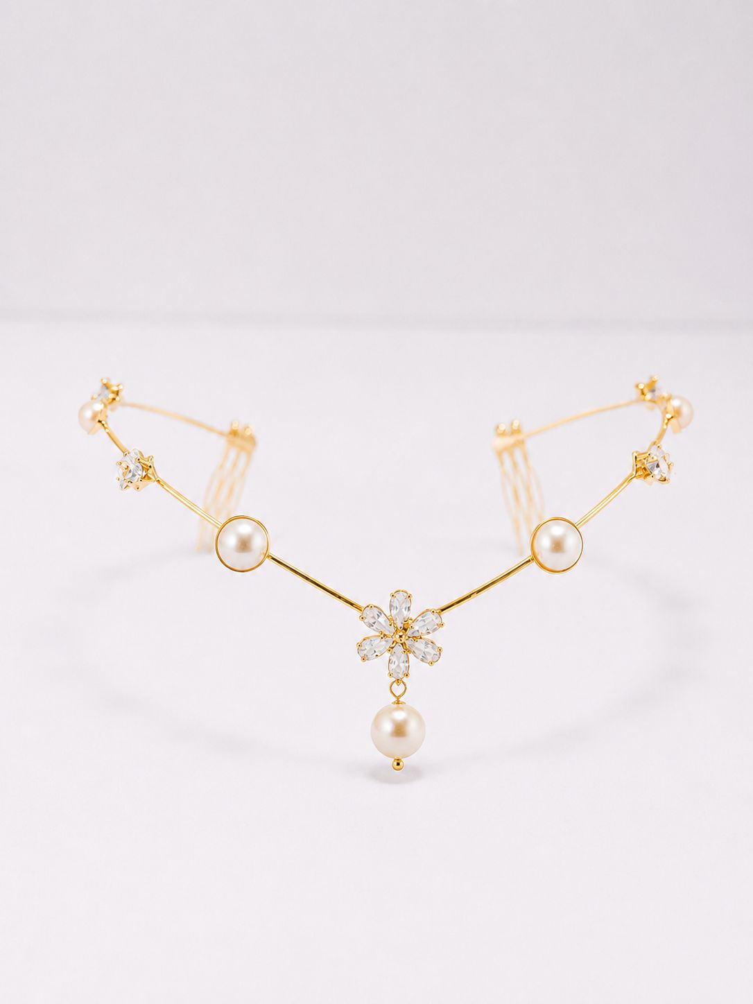Single Flower with Hanging Pearl Hairlet(Golden)