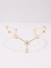 Single Flower with Hanging Pearl Hairlet(Golden)