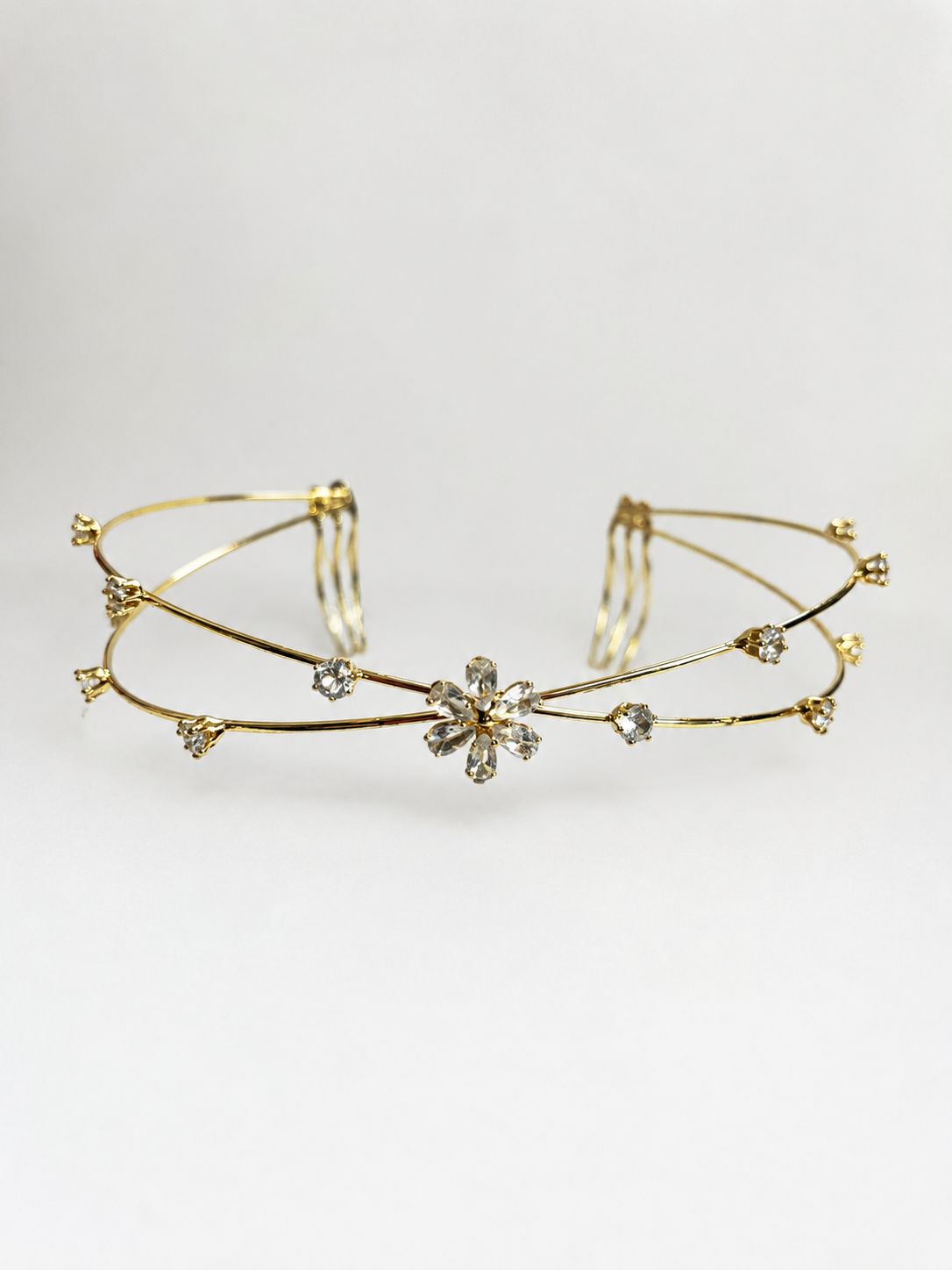 Dual line Minimal Flower Hairlet (Golden)