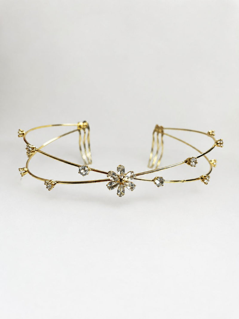 Dual line Minimal Flower Hairlet (Golden)