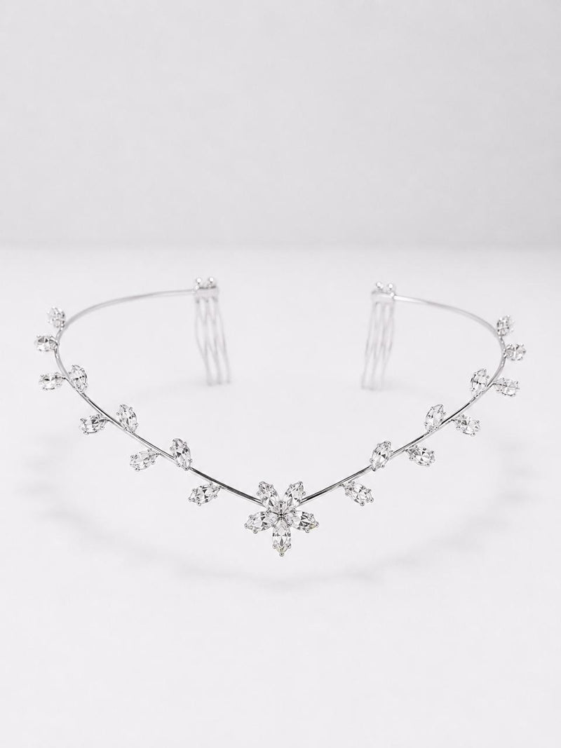 Elegant Flower n Leaves Hairlet (Silver)