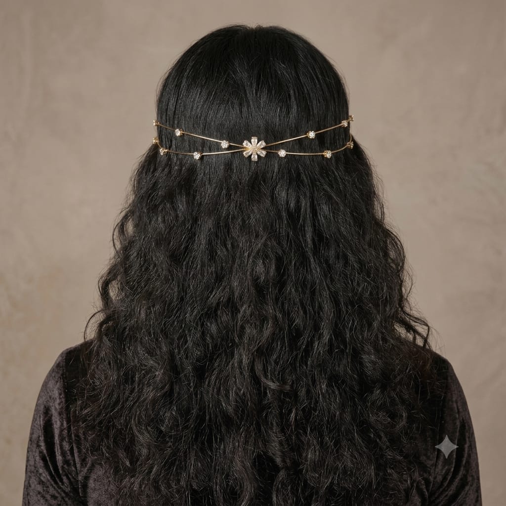Dual line Minimal Flower Hairlet (Golden)