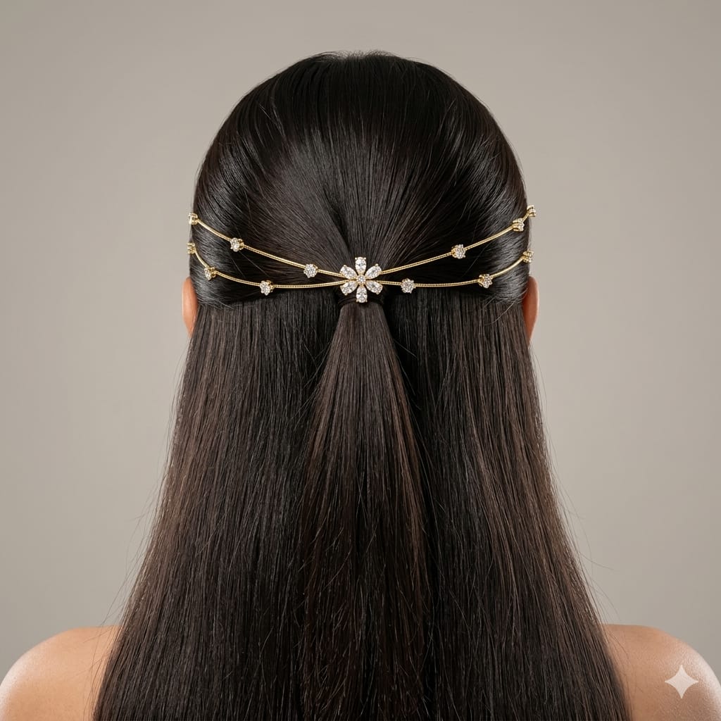 Dual line Minimal Flower Hairlet (Golden)