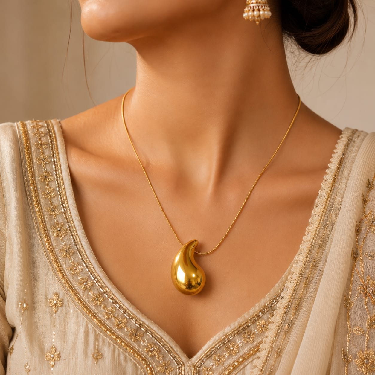 Auréa Sculpted Drop Pendant Necklace
