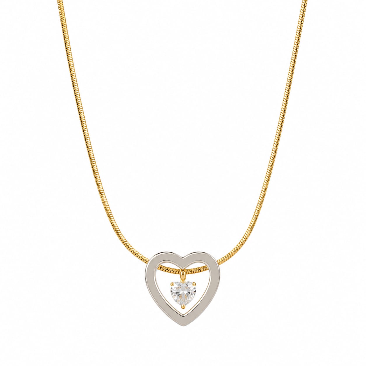 Eternal Grace Dual Tone Heart Necklace