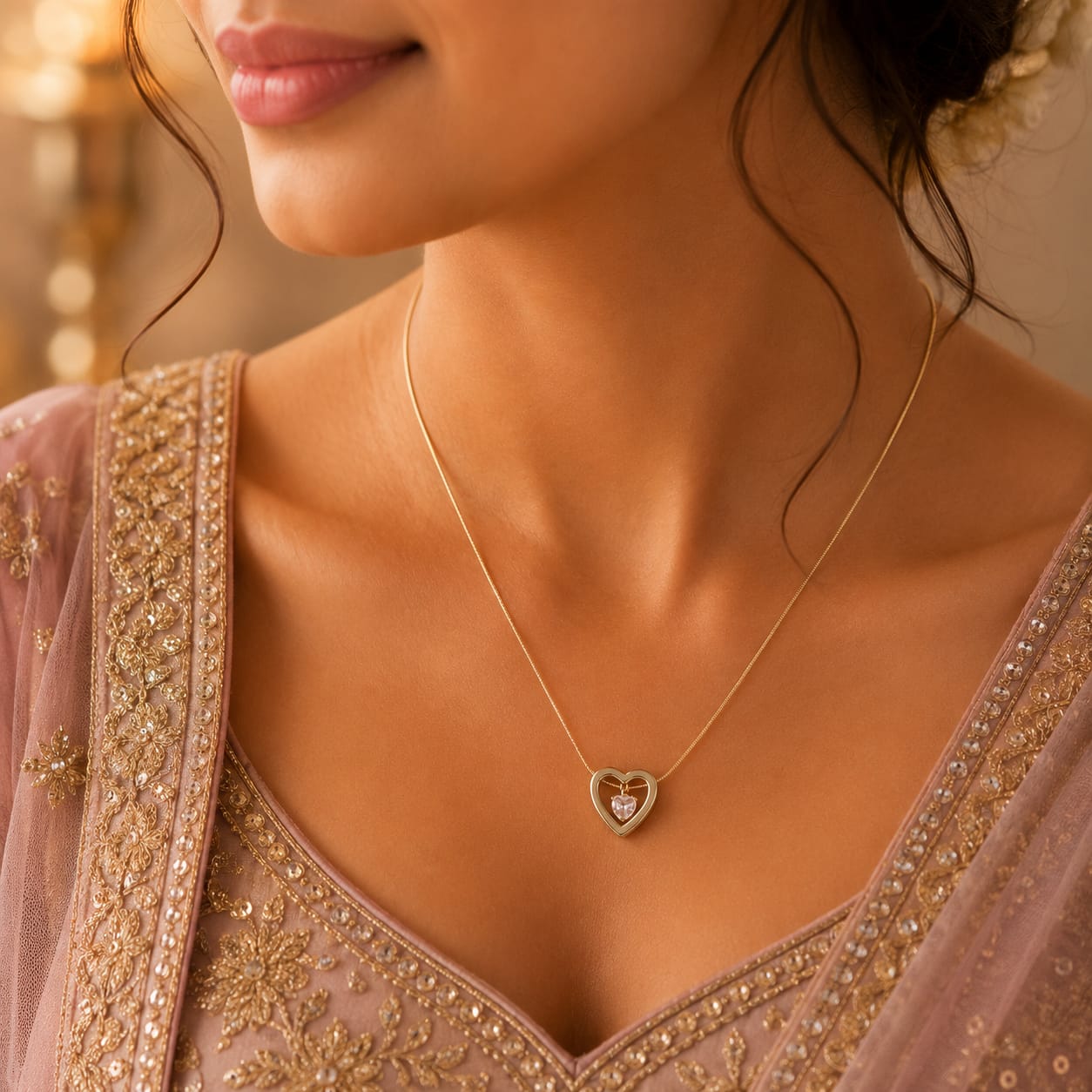 Eternal Grace Dual Tone Heart Necklace