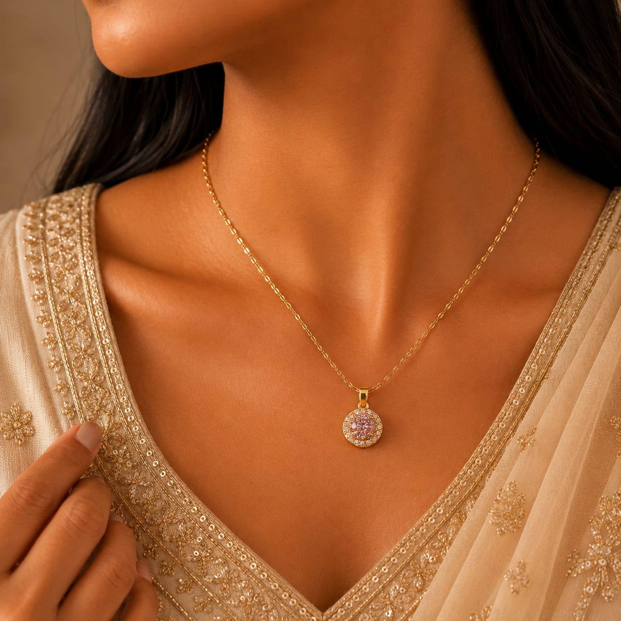 Celeste Halo Pendant Necklace