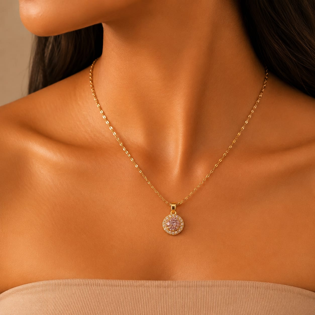 Celeste Halo Pendant Necklace