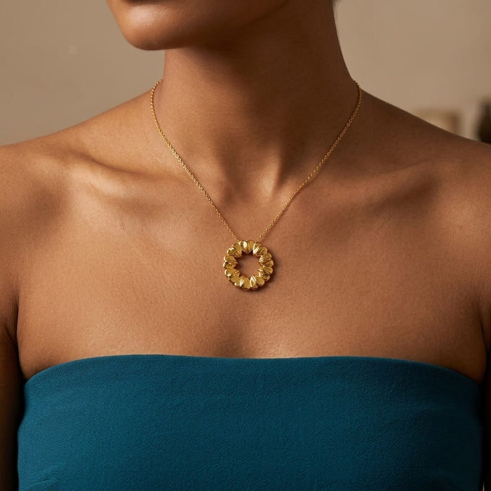 Golden Bloom Pendant Necklace