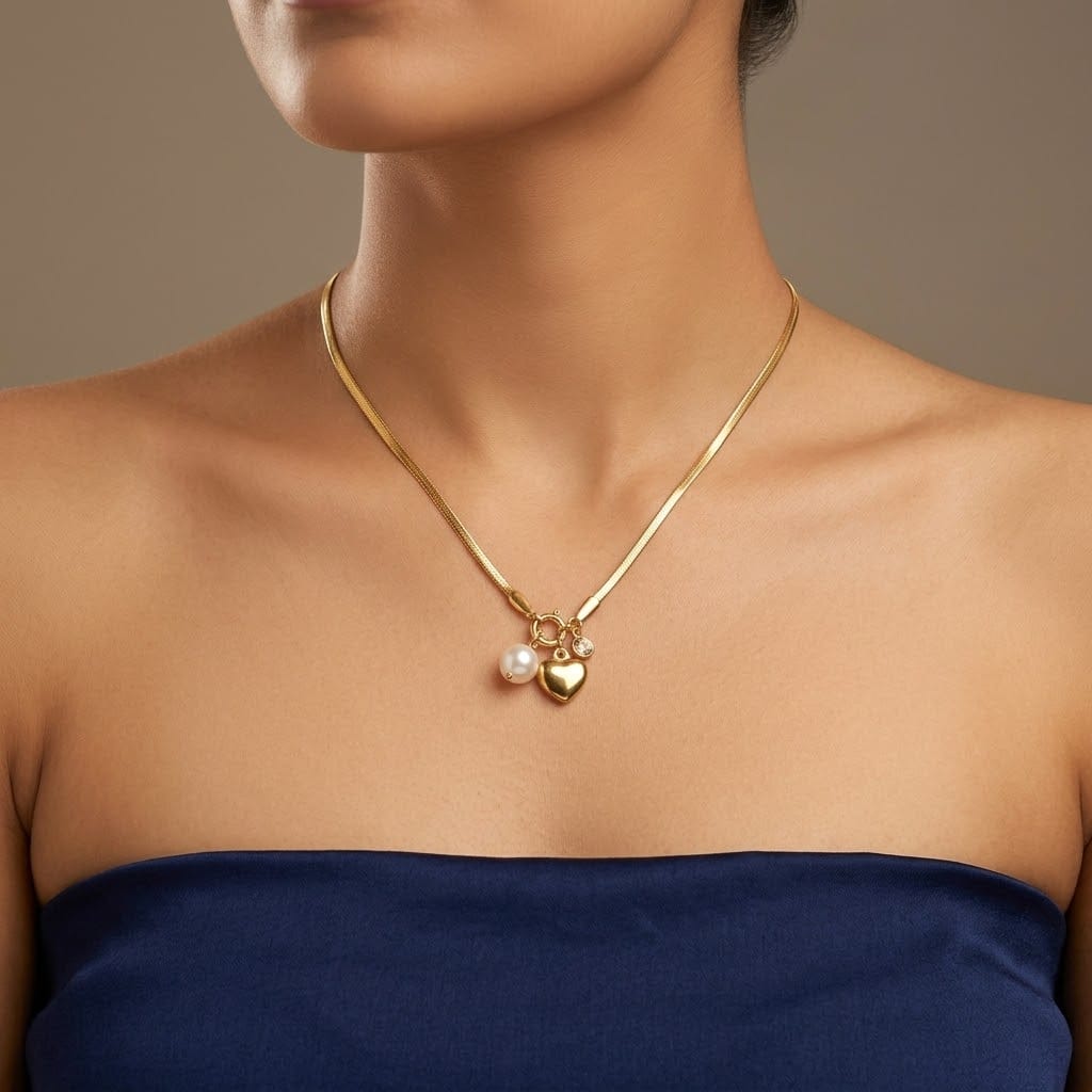 Lumière Pearl Heart Charm Necklace