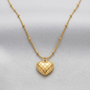 Quilted Heart Charm Necklace