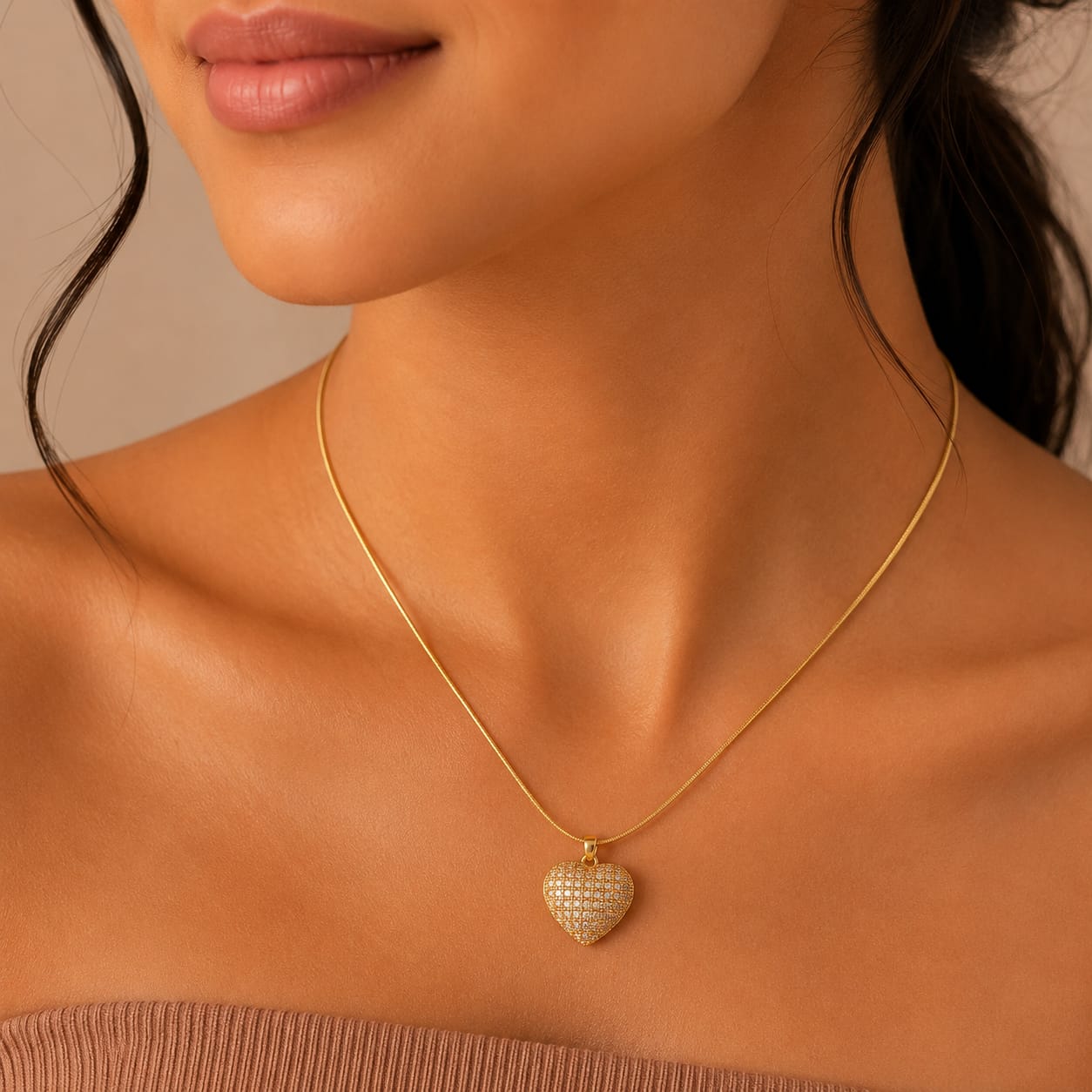 Celeste Pavé Heart Necklace