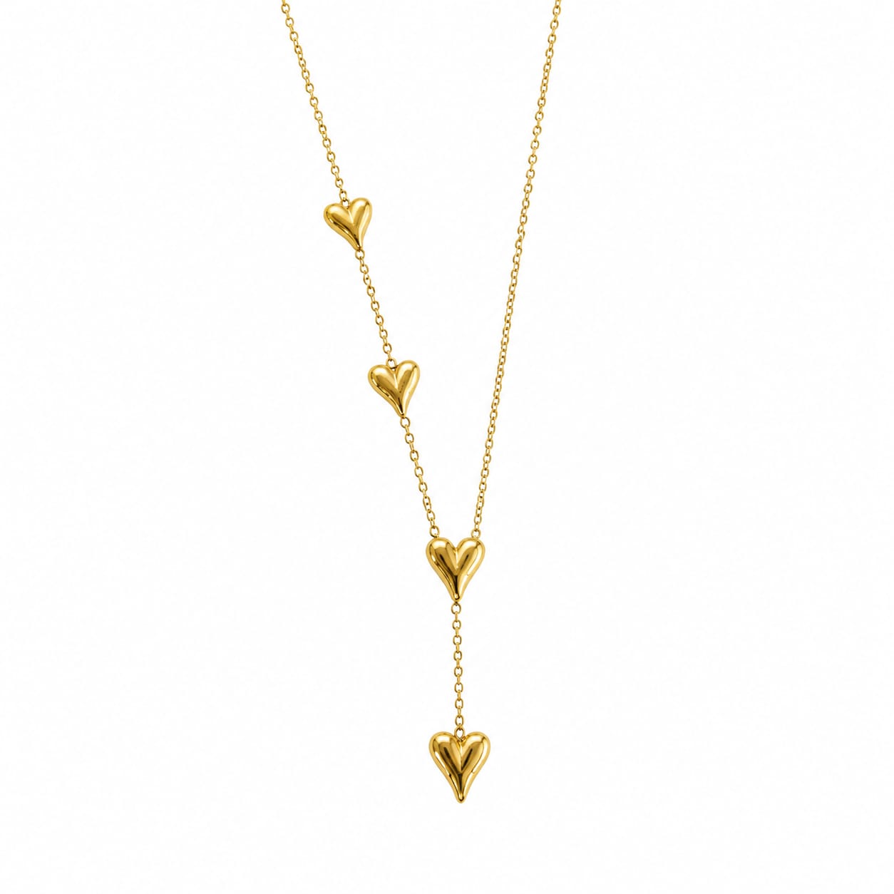 Multi Heart Lariat Gold Necklace for Women
