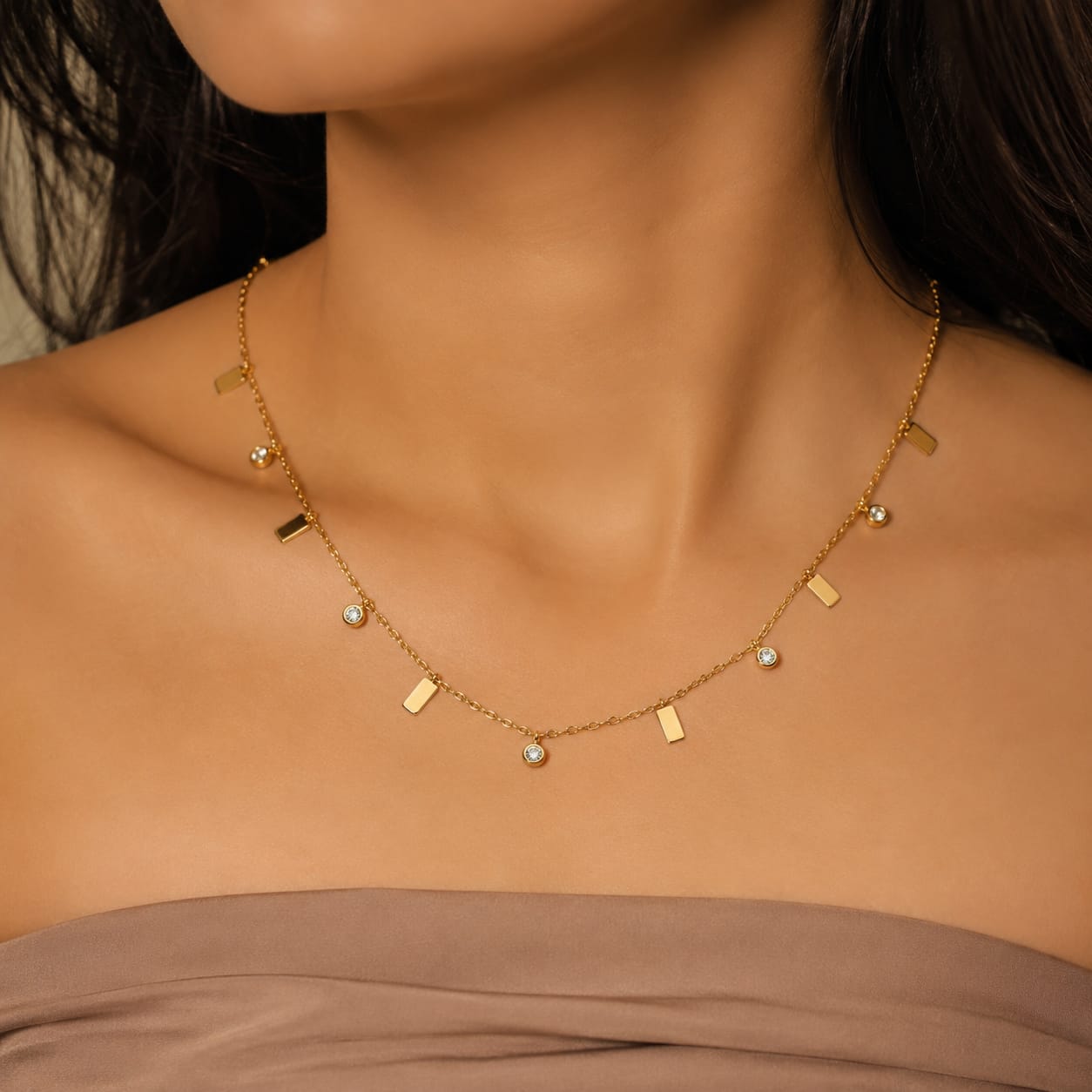 Luna Crystal Bar Necklace