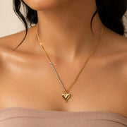 Radiant Heart Necklace with Studden Stone Chain