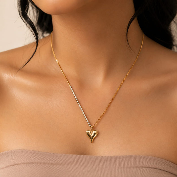 Radiant Heart Necklace with Studden Stone Chain