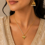 Radiant Heart Necklace with Studden Stone Chain