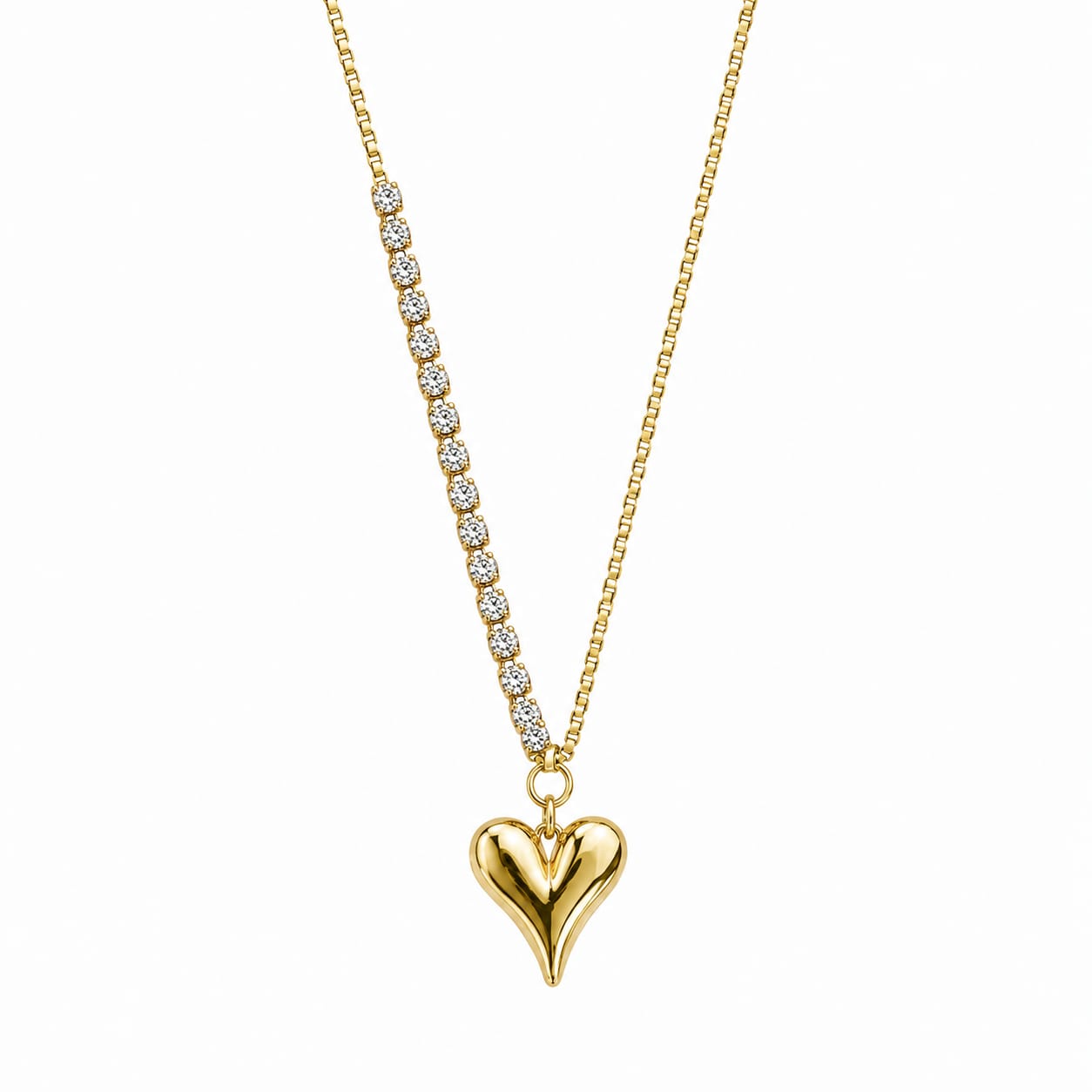 Radiant Heart Necklace with Studden Stone Chain