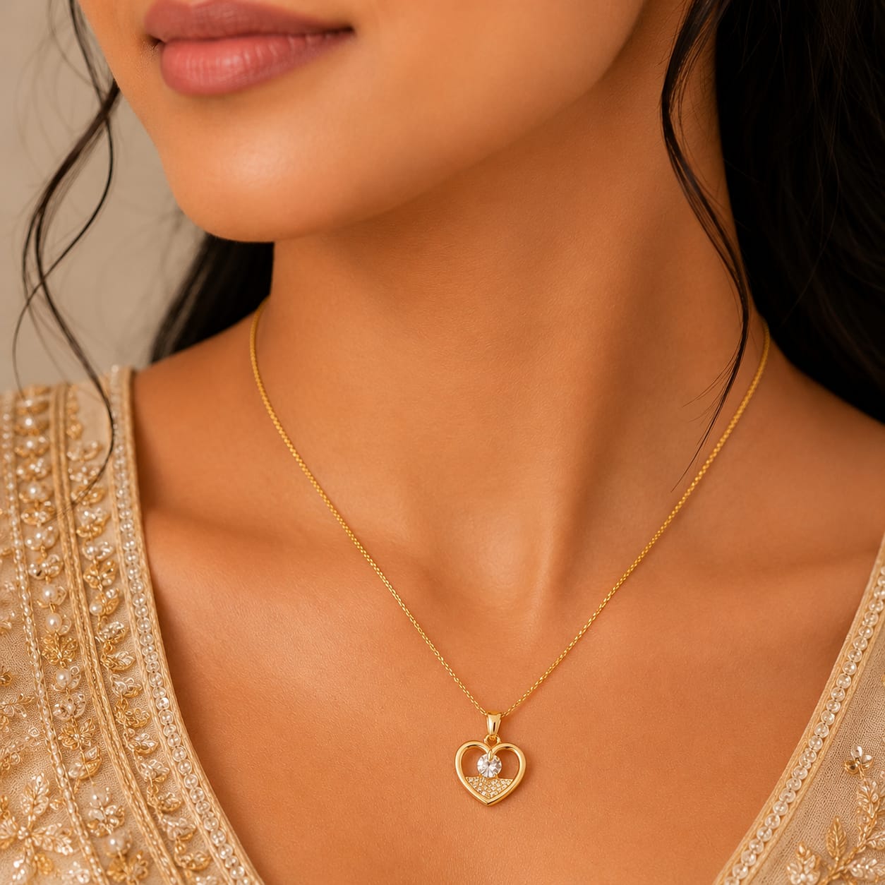 Crystal Heart Pendant Necklace