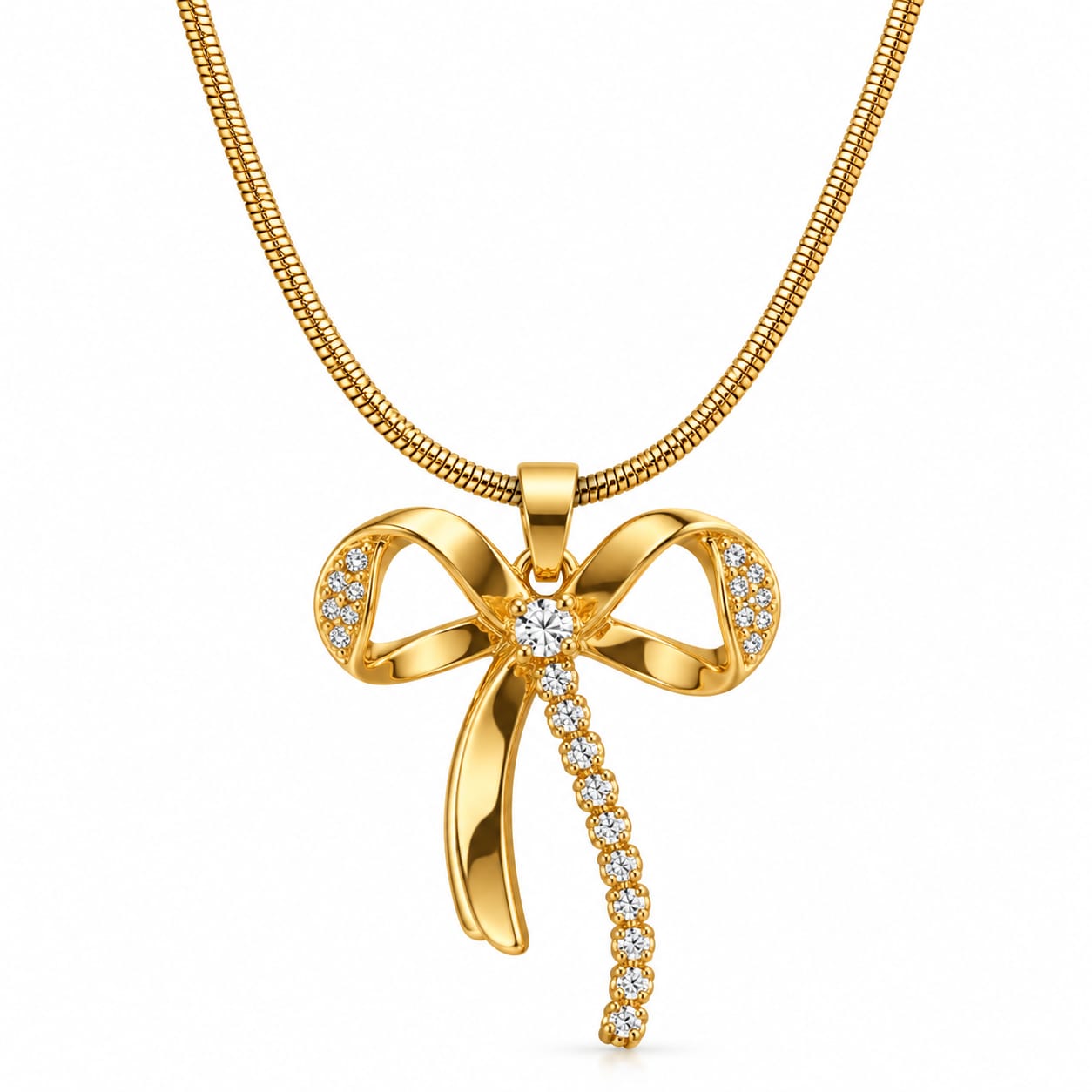 Celestia Crystal Bow Necklace