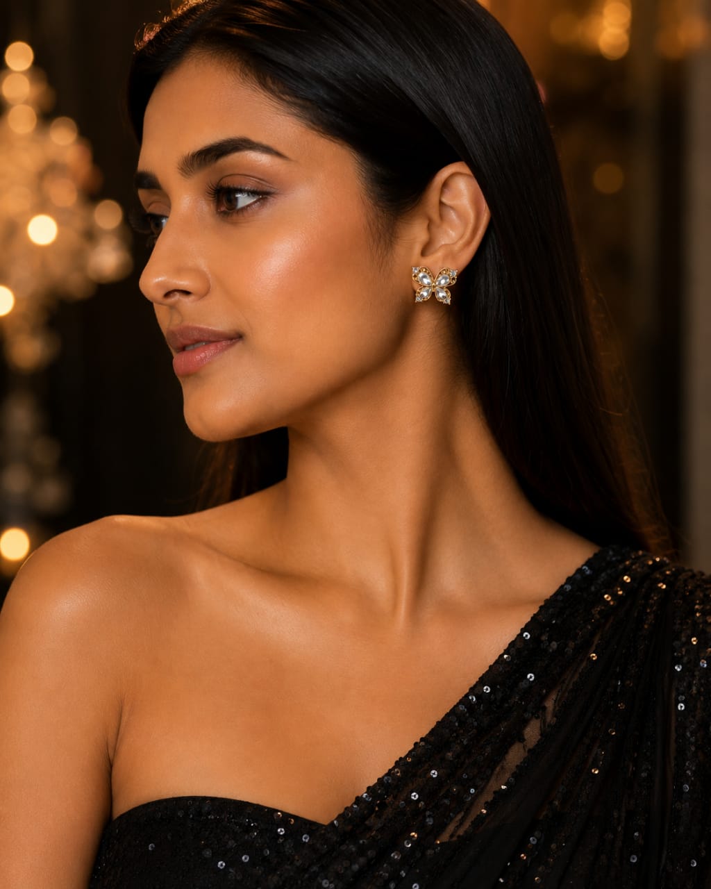 Crystal Butterfly Stud Earrings