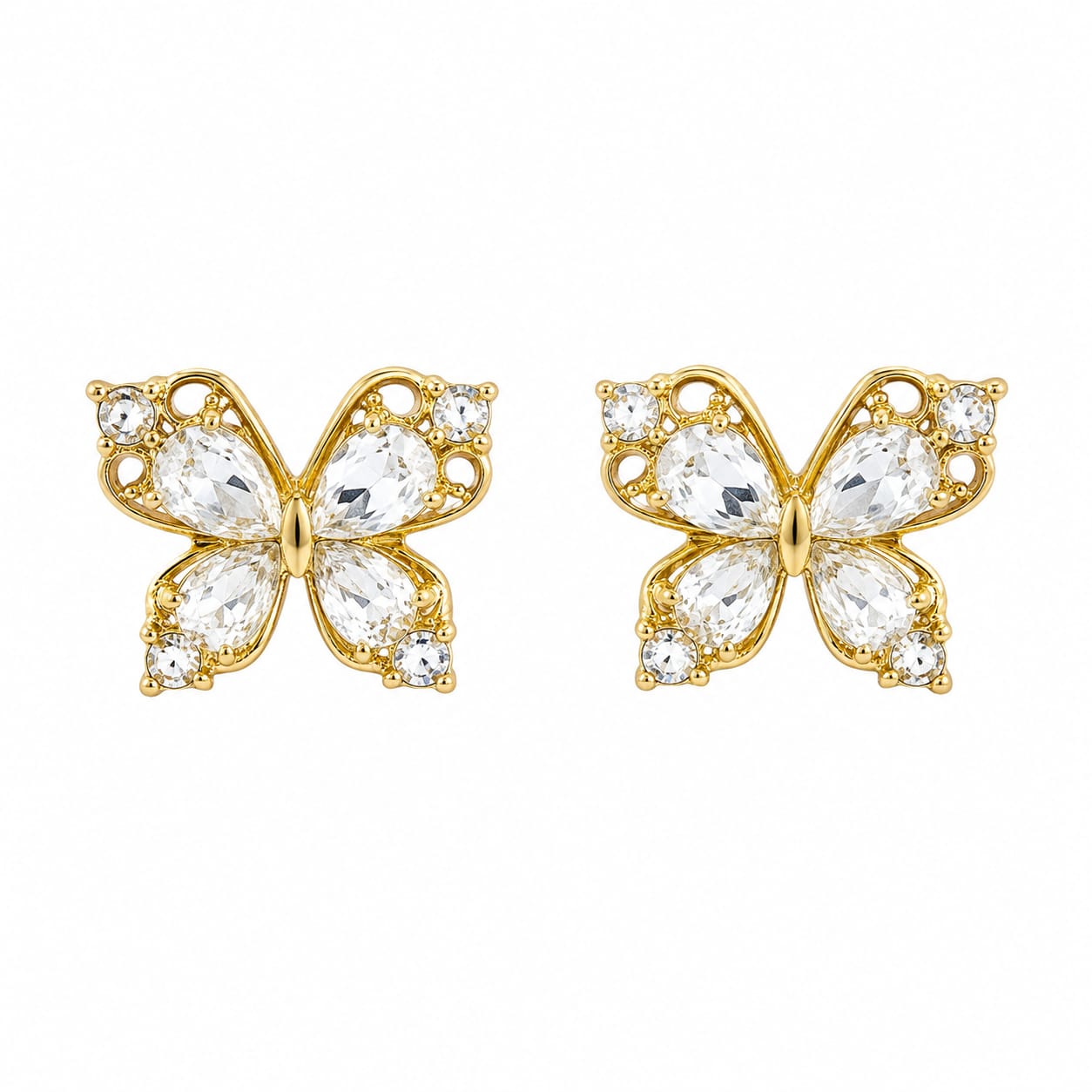 Crystal Butterfly Stud Earrings