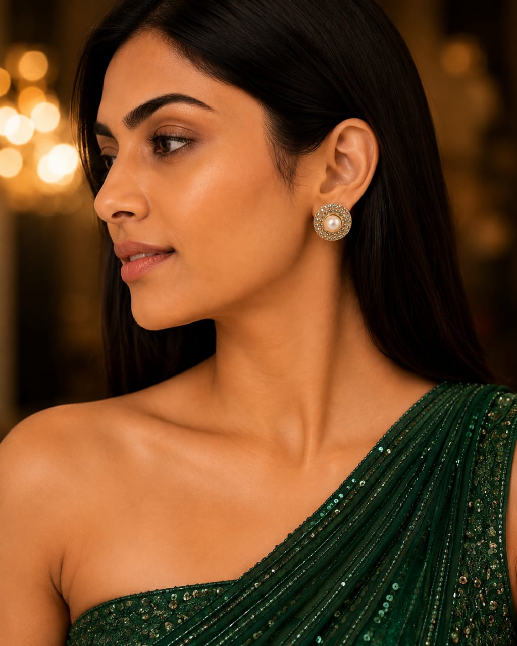 Crystal Halo Pearl Stud Earrings