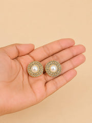Crystal Halo Pearl Stud Earrings