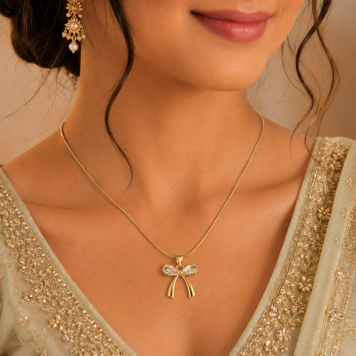 Aurielle Crystal Bow Necklace