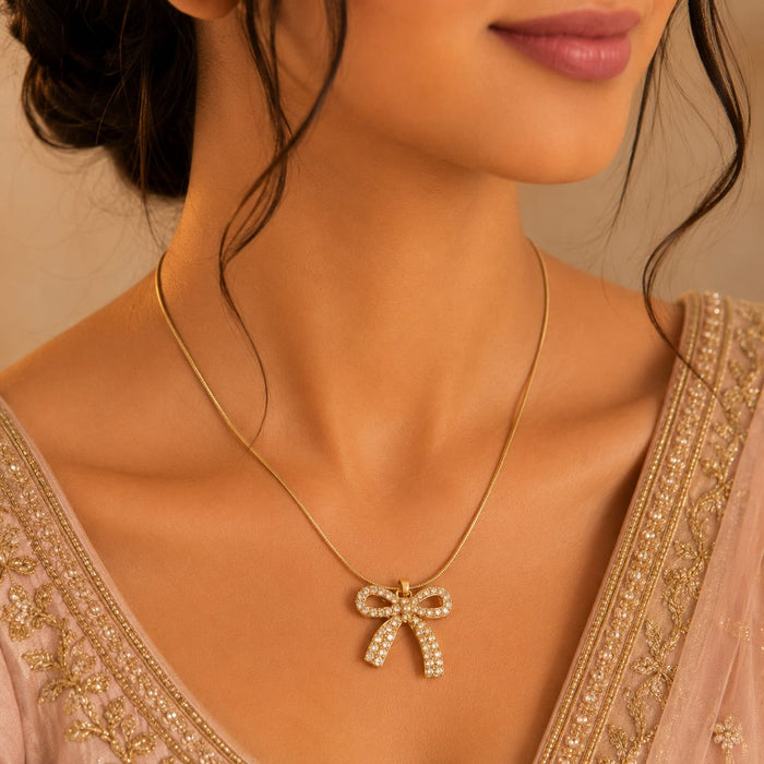 Lunelle Crystal Bow Necklace