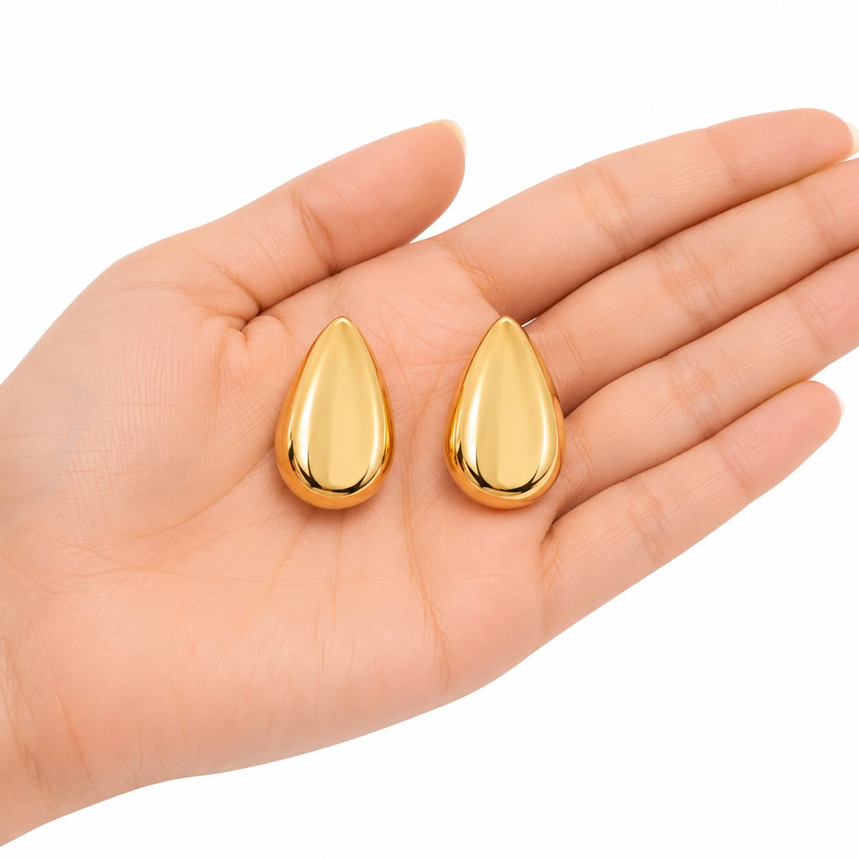 Gold Teardrop Stud Earrings