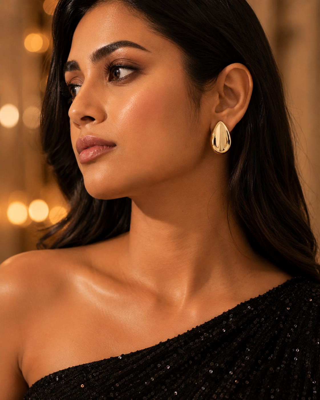 Gold Teardrop Stud Earrings