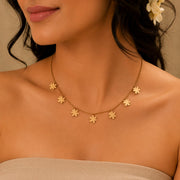 Golden Daisy Charm Necklace