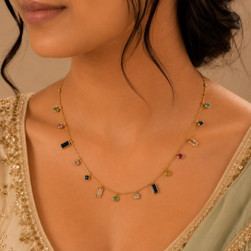 🌈 Multi-Stone Charm Necklace