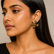 Sculpted Gold Flower Stud Earrings