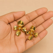 Sculpted Gold Flower Stud Earrings